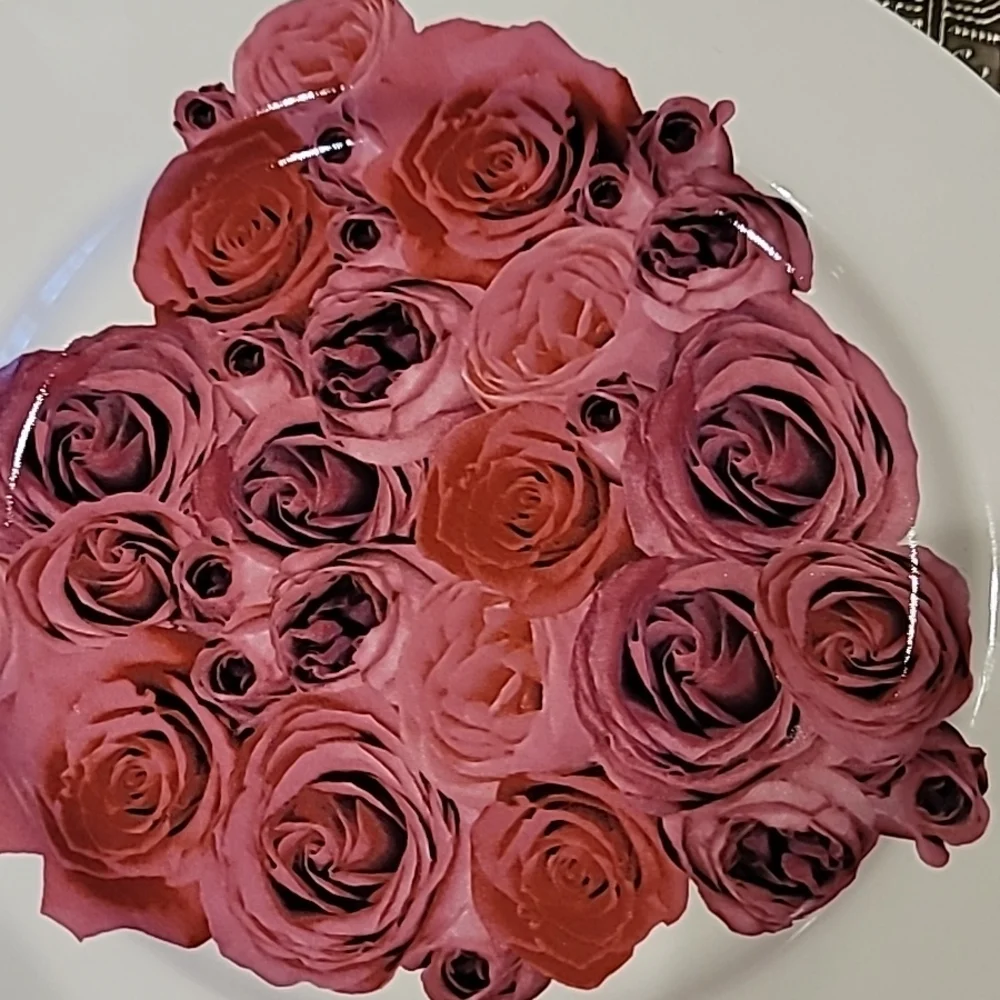 Rosanna Accent Dish Set American Beauty Rose   Pink White 2 pcs.